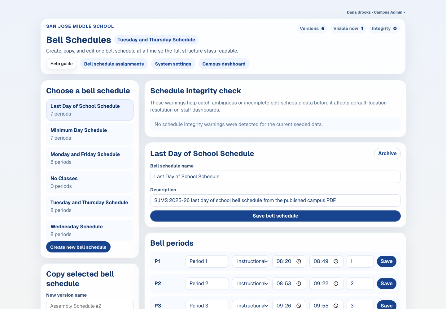 Bell Schedules screenshot